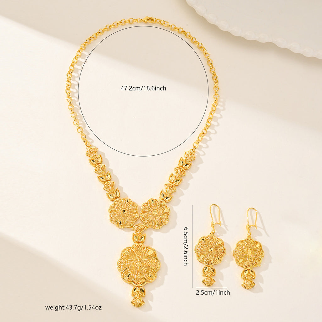 Gold Plated Drop Necklace and Earrings