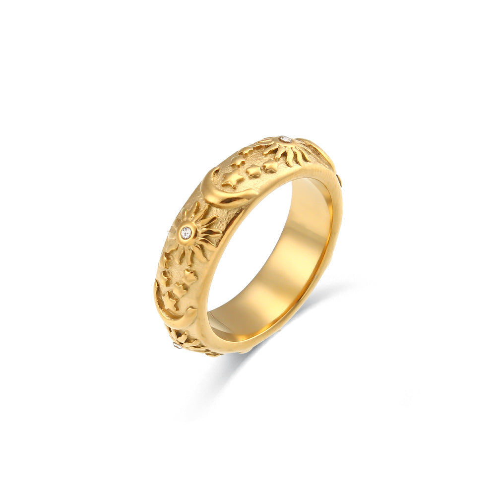 Stainless Steel Gold Plated Celestial Jewelry Set