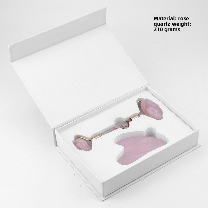 Dual Head Jade Facial Massager Roller and Gua Sha Set