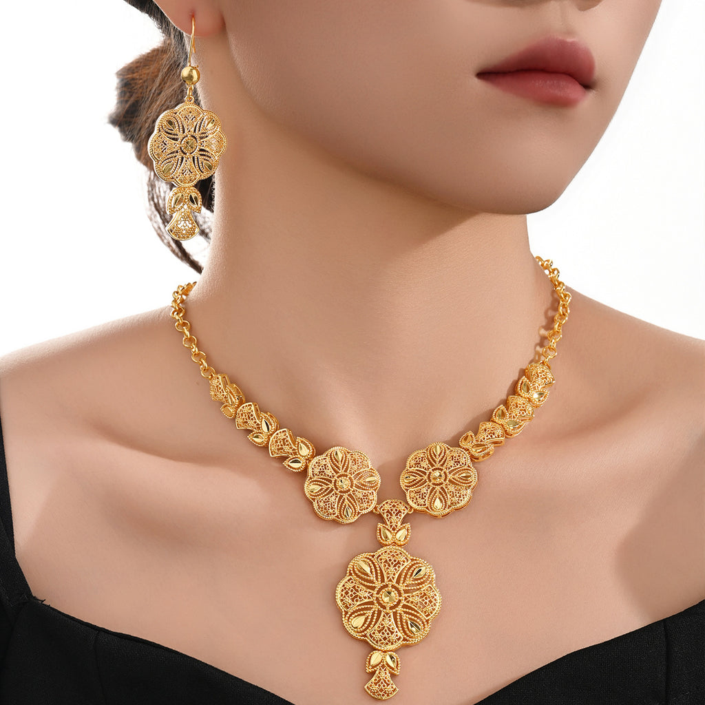Gold Plated Drop Necklace and Earrings