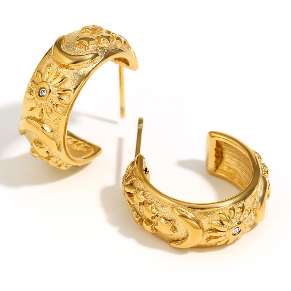Stainless Steel Gold Plated Celestial Jewelry Set