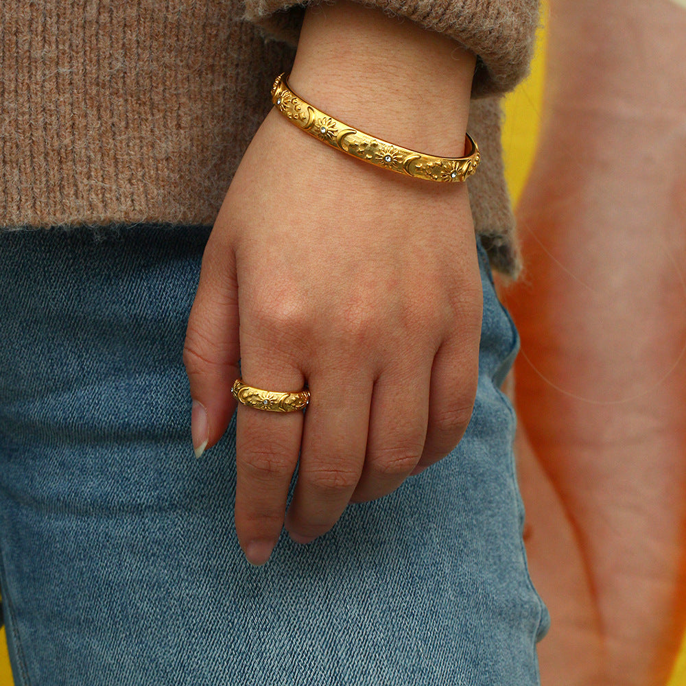 Stainless Steel Gold Plated Celestial Jewelry Set