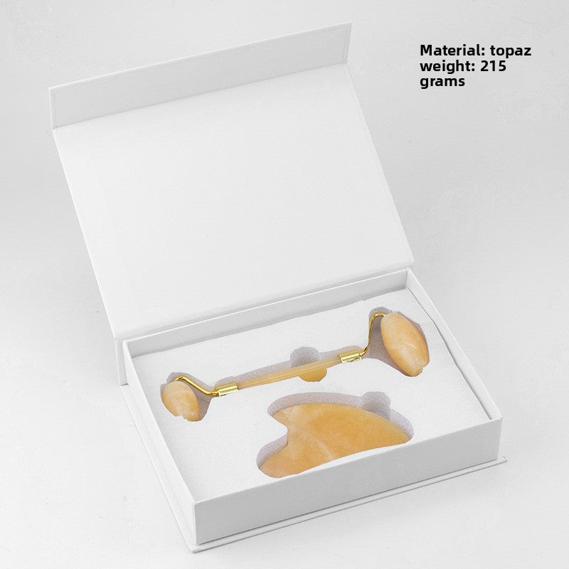 Dual Head Jade Facial Massager Roller and Gua Sha Set