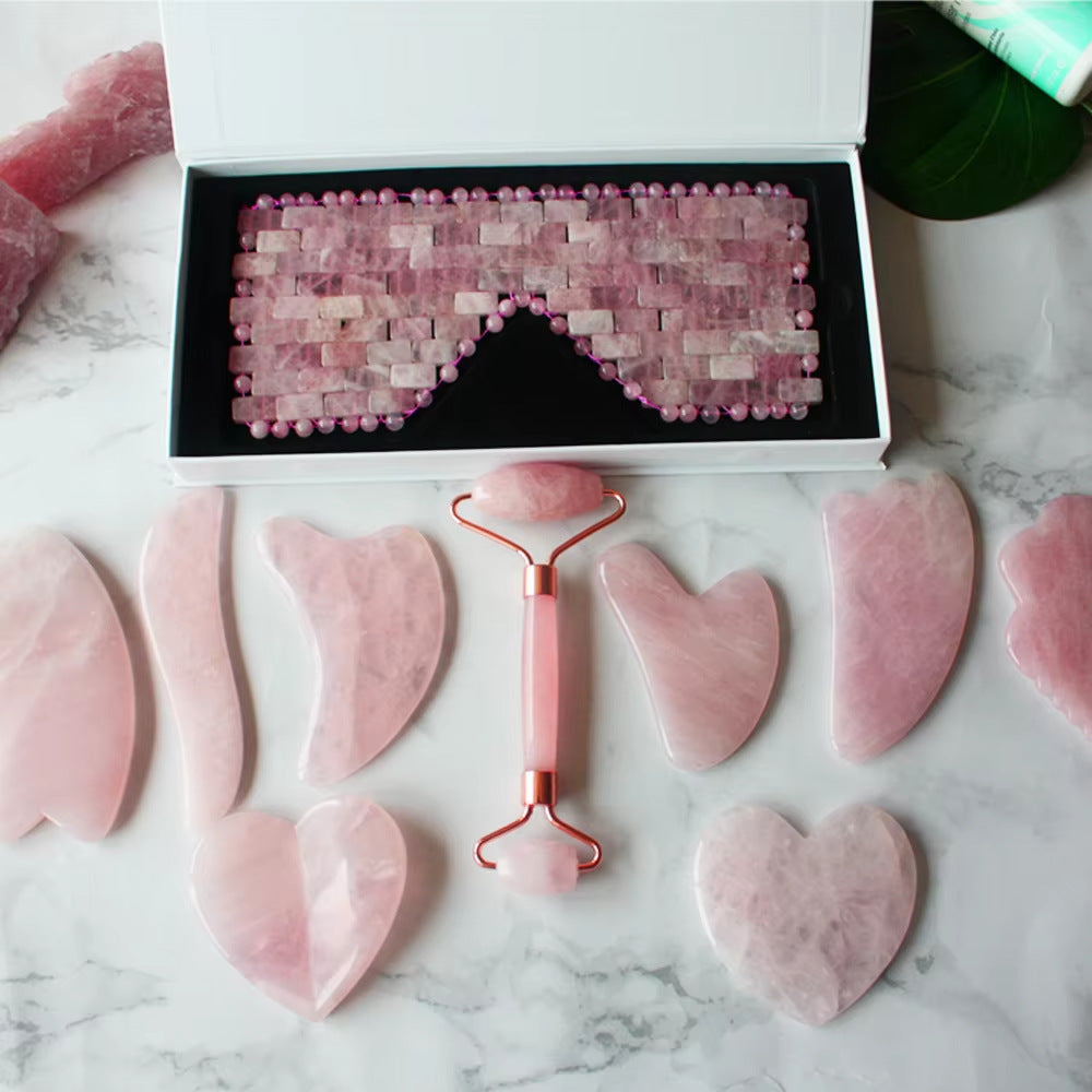 Dual Head Jade Facial Massager Roller and Gua Sha Set