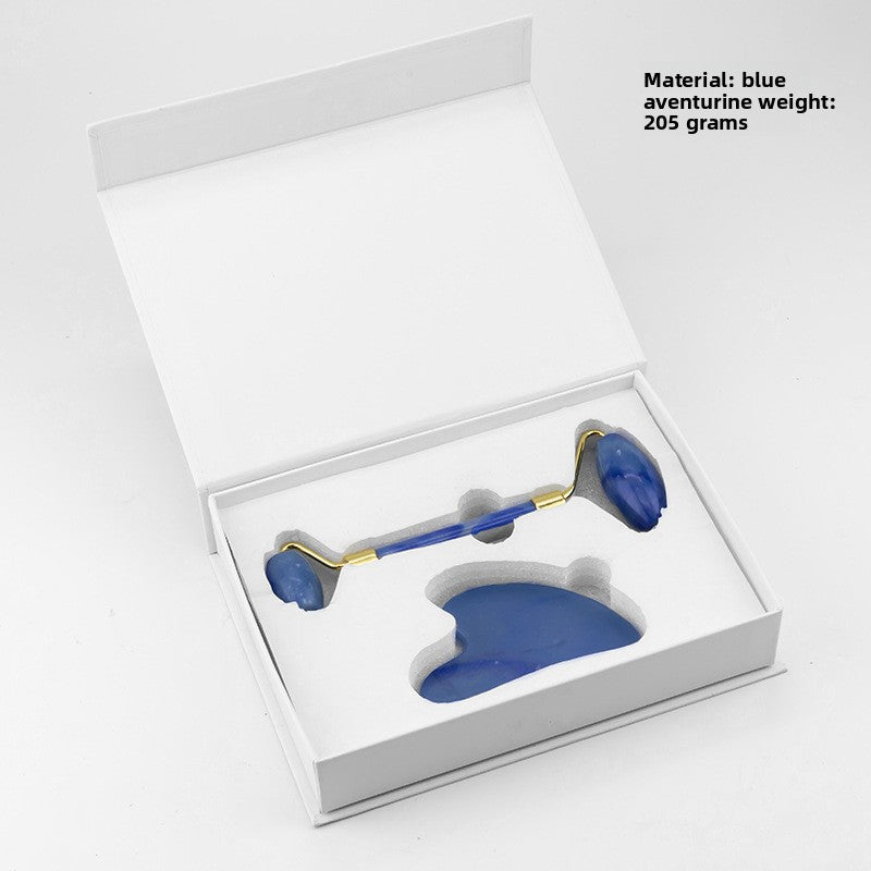 Dual Head Jade Facial Massager Roller and Gua Sha Set
