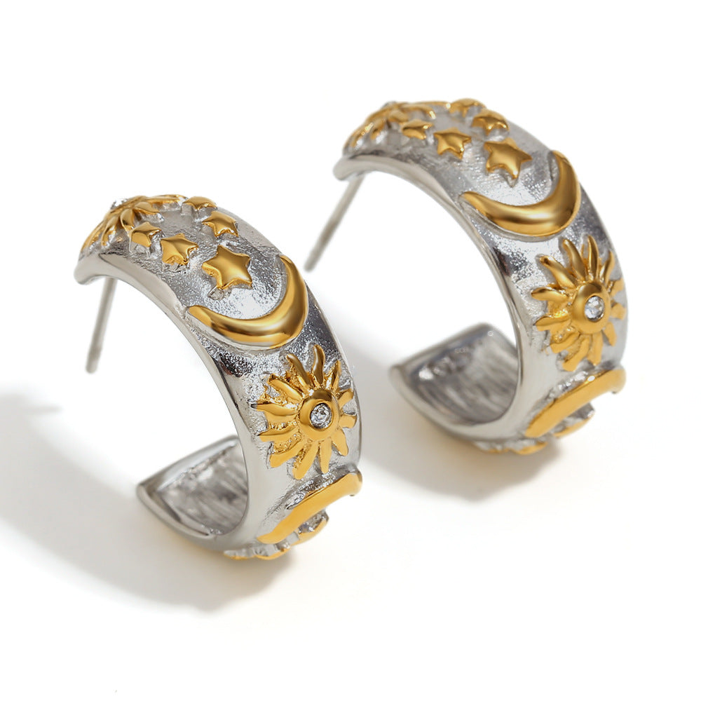 Stainless Steel Gold Plated Celestial Jewelry Set