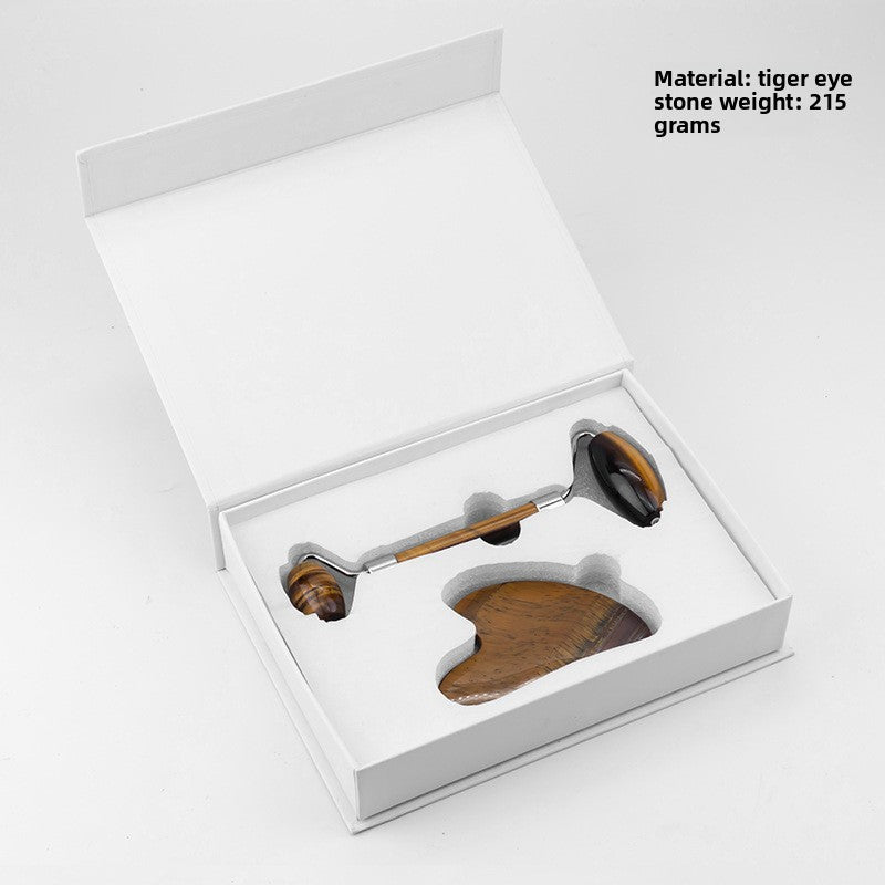Dual Head Jade Facial Massager Roller and Gua Sha Set