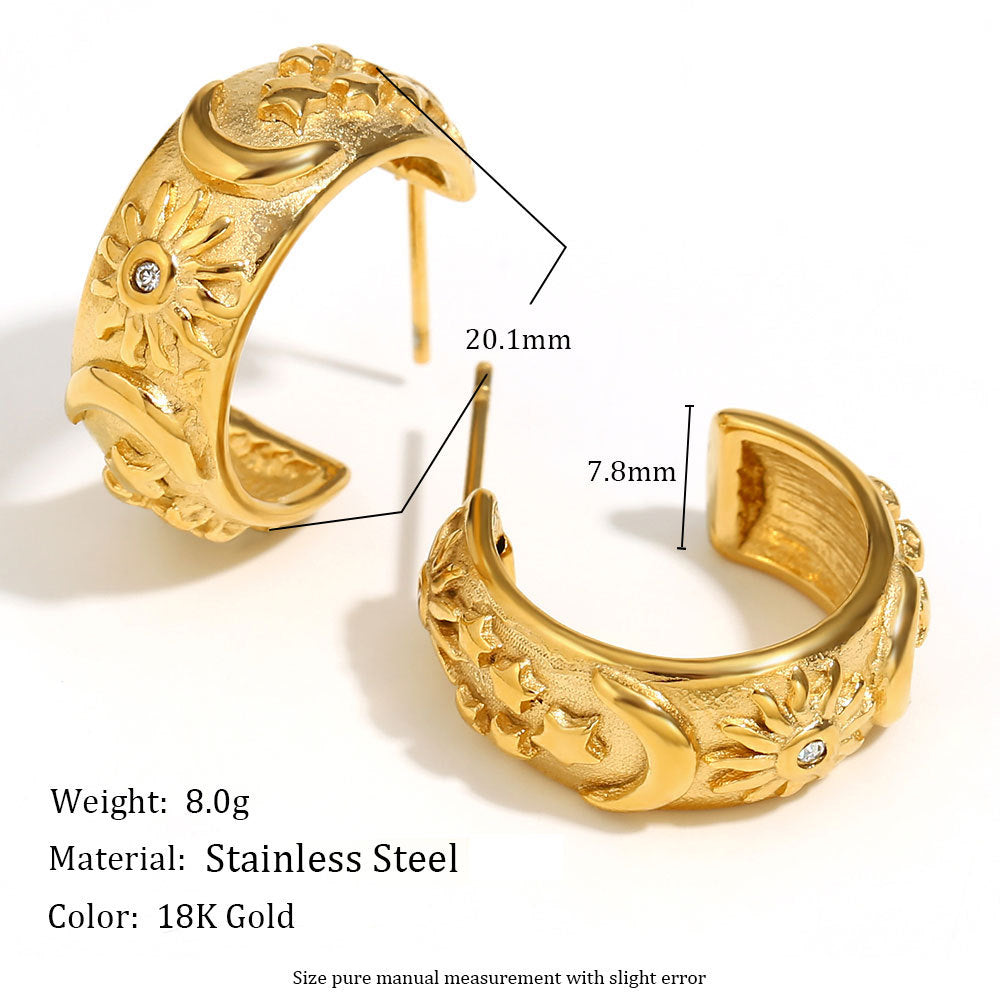 Stainless Steel Gold Plated Celestial Jewelry Set