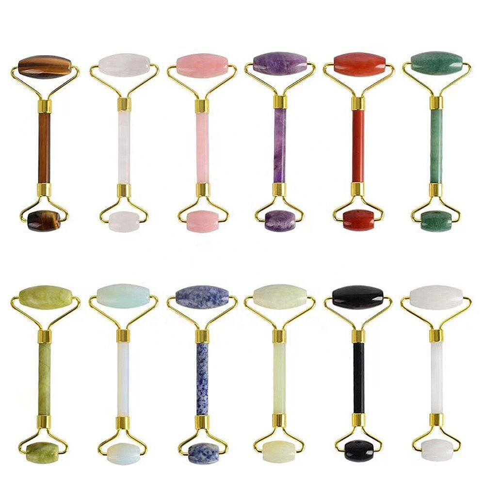 Dual Head Jade Facial Massager Roller and Gua Sha Set