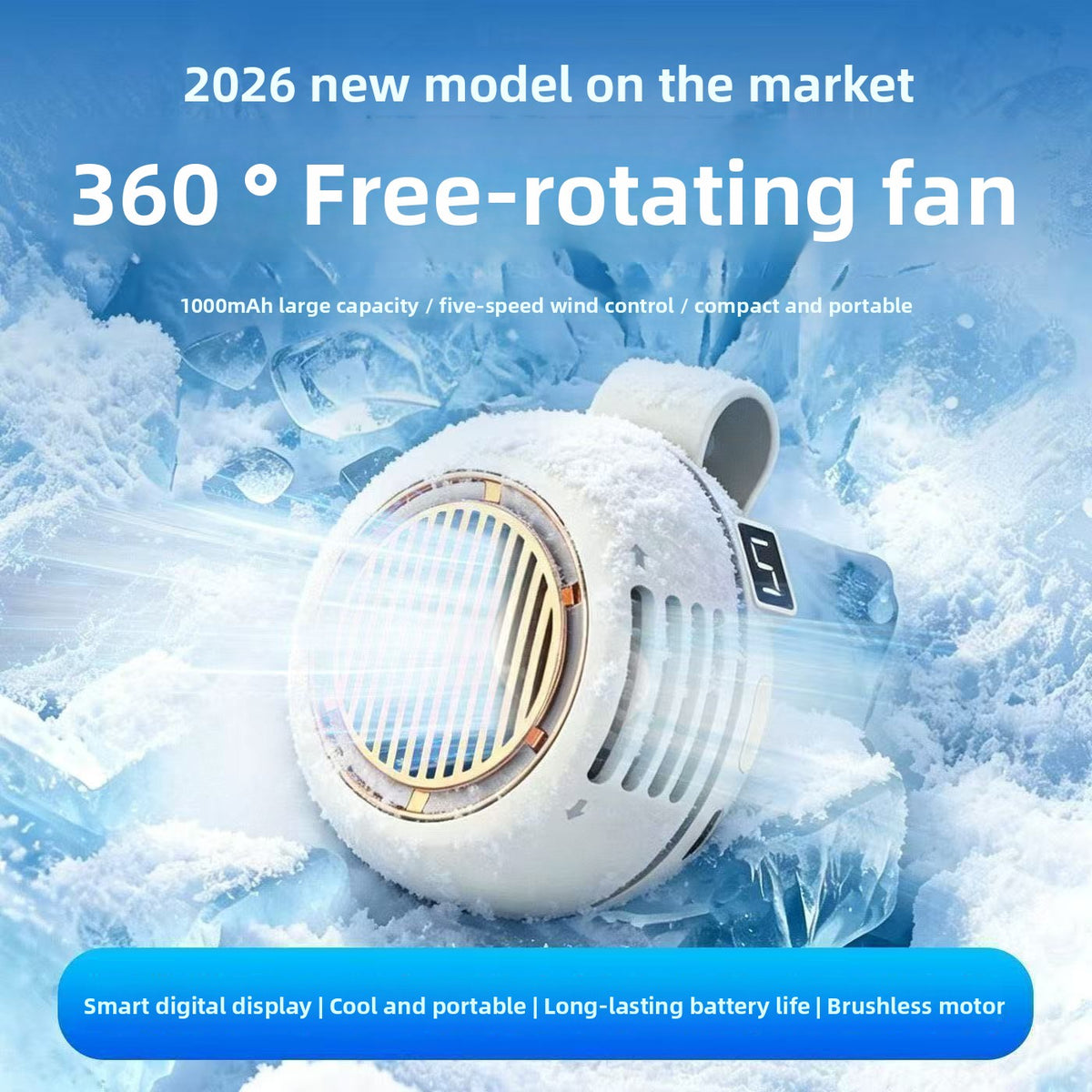 Portable USB Clip On Neck Fan with Strong Airflow Ultra Quiet 12 Hour Battery Life for Travel Office