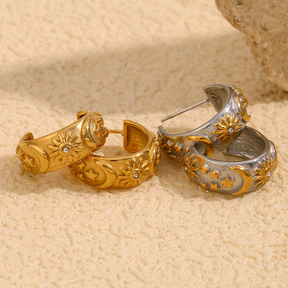 Stainless Steel Gold Plated Celestial Jewelry Set