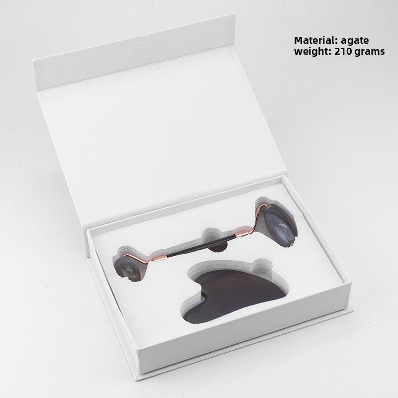 Dual Head Jade Facial Massager Roller and Gua Sha Set